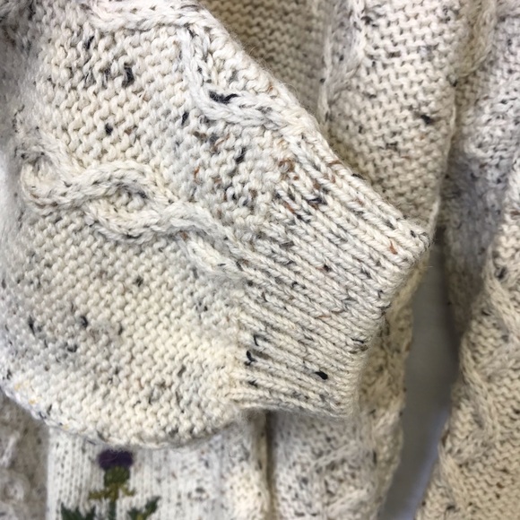 Acorn Size Medium Pure New Wool Fisherman Cable Knit Sweater Thistle - Picture 7 of 8